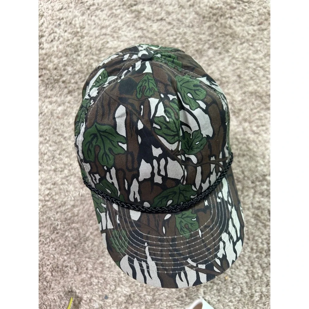 Vintage Camo Rope Trucker Hat Mens Snapback Leaf Camouflage Gorpcore Hunting